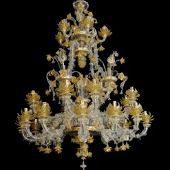 Lampadario in stile Rezzonico in oro e cristallo #4