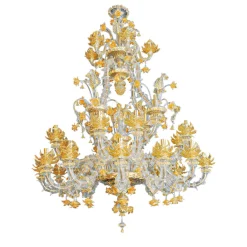 Lampadario in stile Rezzonico in oro e cristallo #4