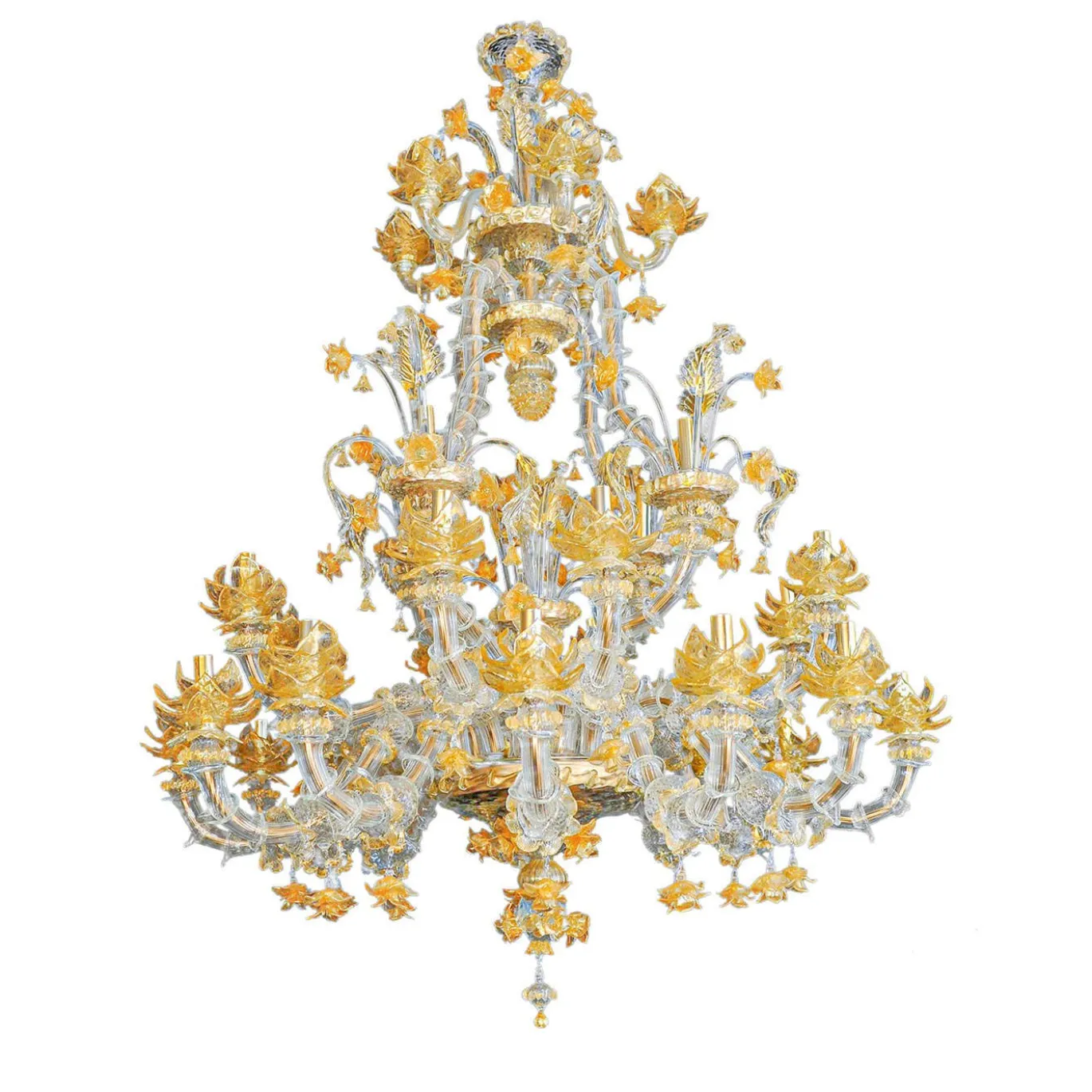 Lampadario in stile Rezzonico in oro e cristallo #4