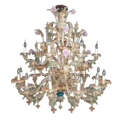 Lampadario in stile Rezzonico in oro e cristallo #5