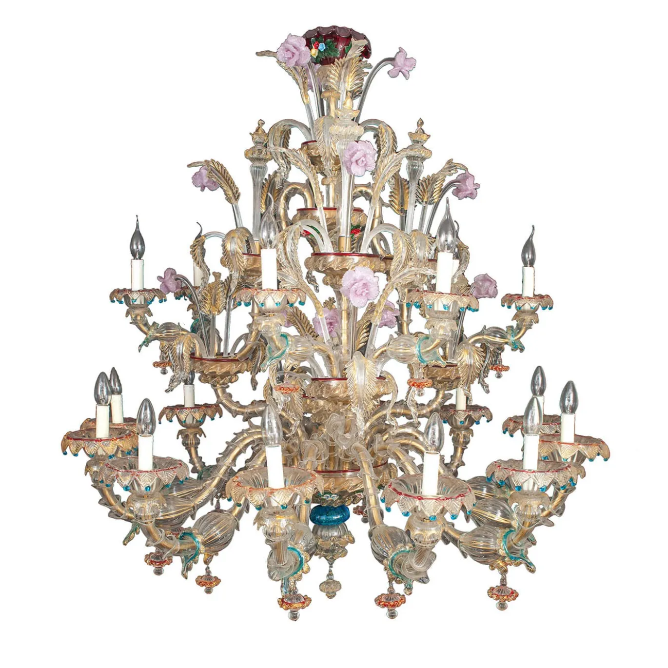 Lampadario in stile Rezzonico in oro e cristallo #5