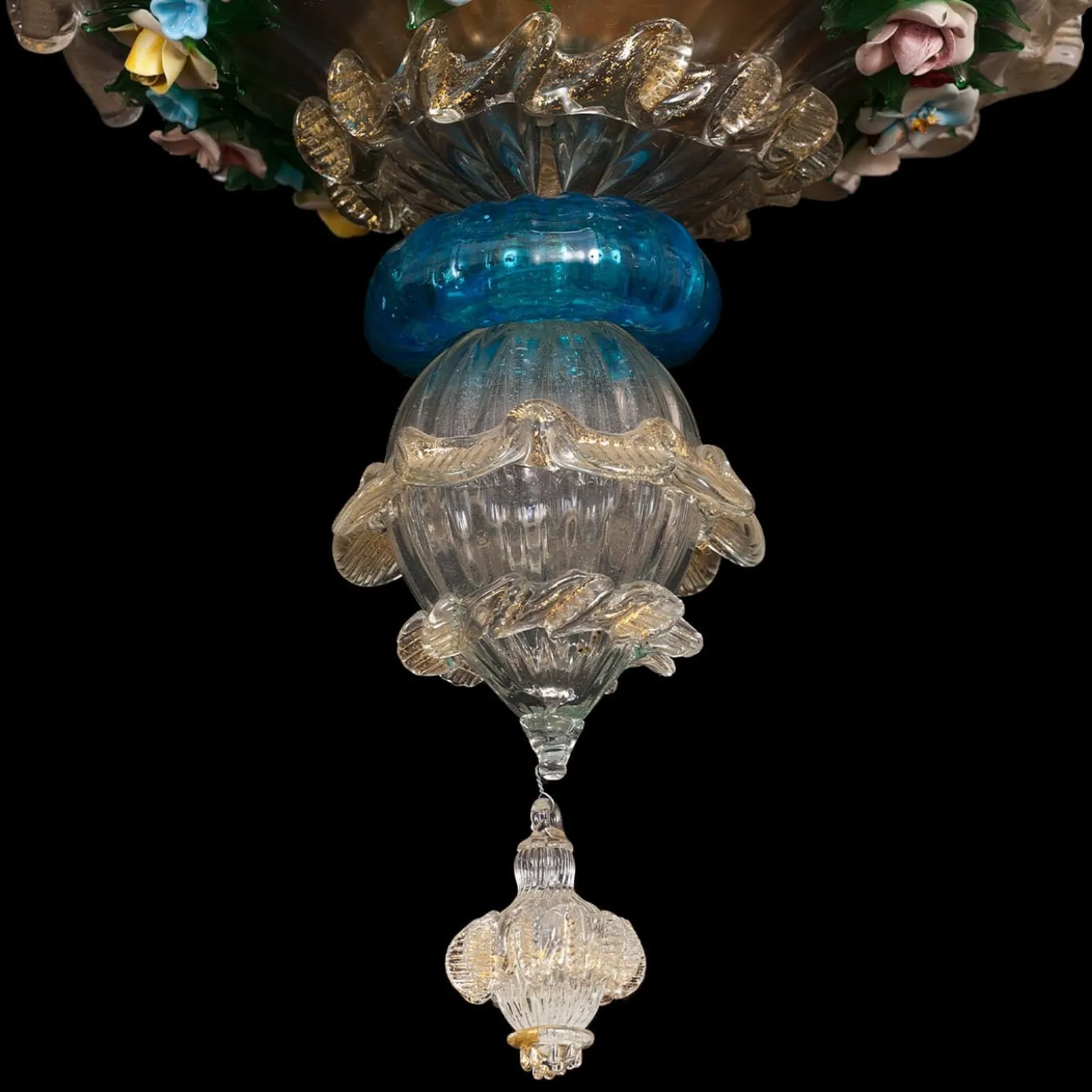 Lampadario in stile Rezzonico in oro e cristallo #5
