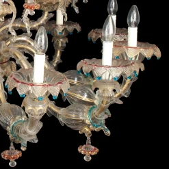 Lampadario in stile Rezzonico in oro e cristallo #5