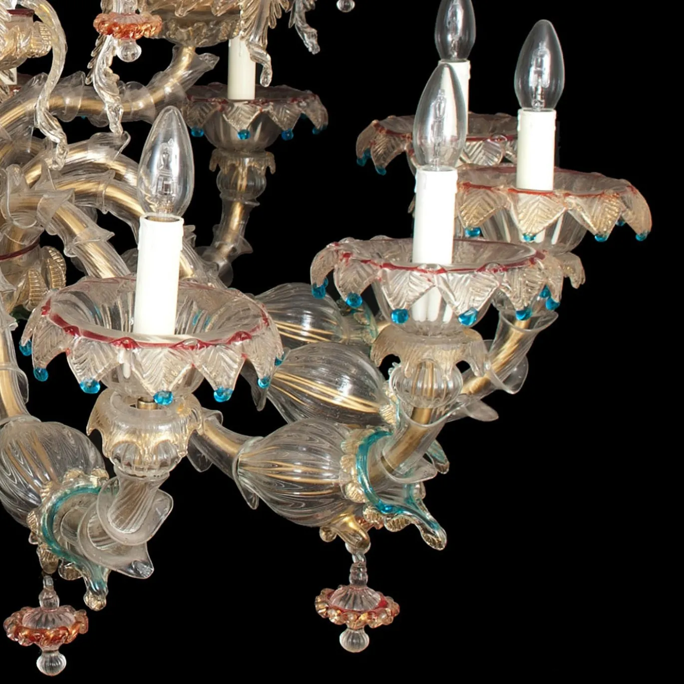 Lampadario in stile Rezzonico in oro e cristallo #5