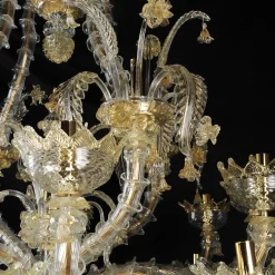 Lampadario in stile Rezzonico in oro e cristallo #6