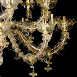 Lampadario in stile Rezzonico in oro e cristallo #6