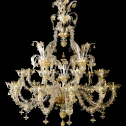Lampadario in stile Rezzonico in oro e cristallo #7