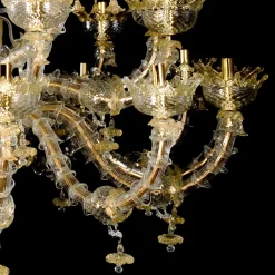 Lampadario in stile Rezzonico in oro e cristallo #7