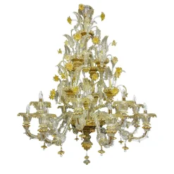 Lampadario in stile Rezzonico in oro e cristallo #3