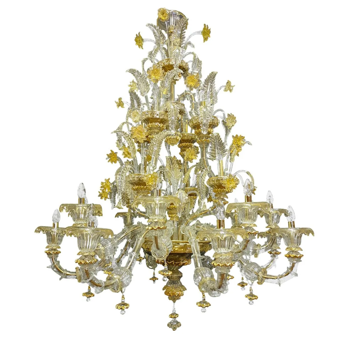 Lampadario in stile Rezzonico in oro e cristallo #3