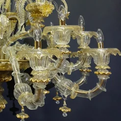 Lampadario in stile Rezzonico in oro e cristallo #3