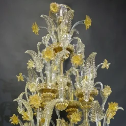 Lampadario in stile Rezzonico in oro e cristallo #3