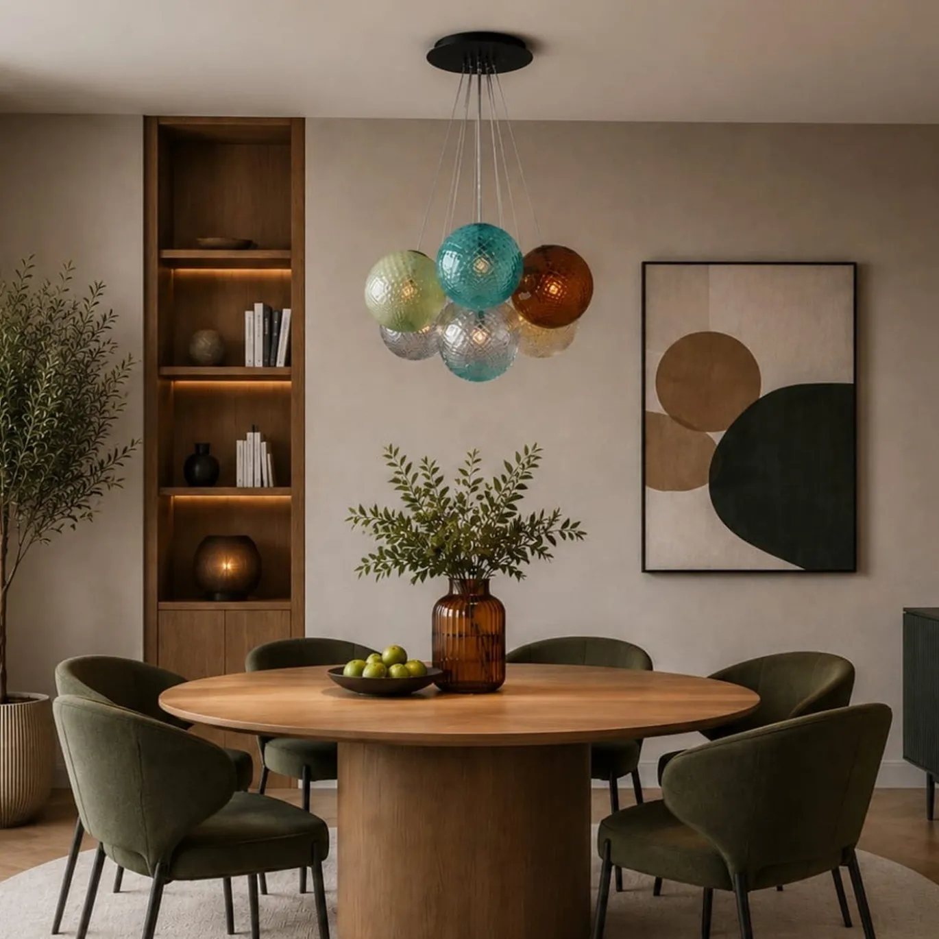 Lampadario in vetro Balloton multicolore a sette luci