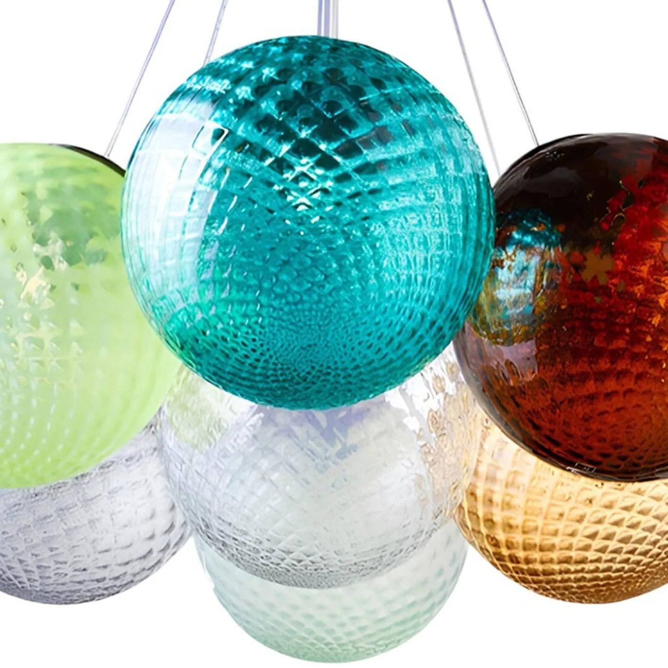 Lampadario in vetro Balloton multicolore a sette luci
