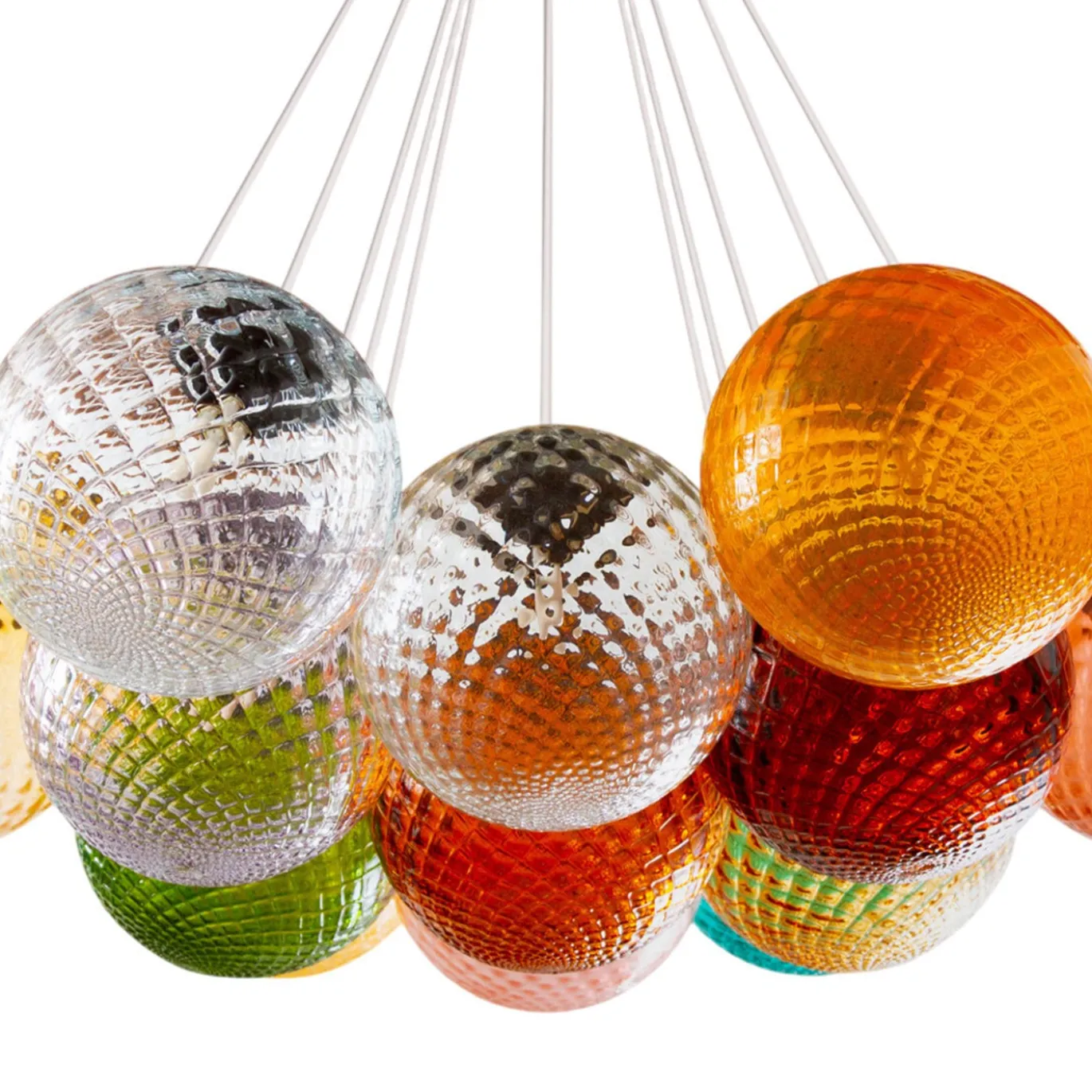 Lampadario in vetro Balloton multicolore a 13 luci