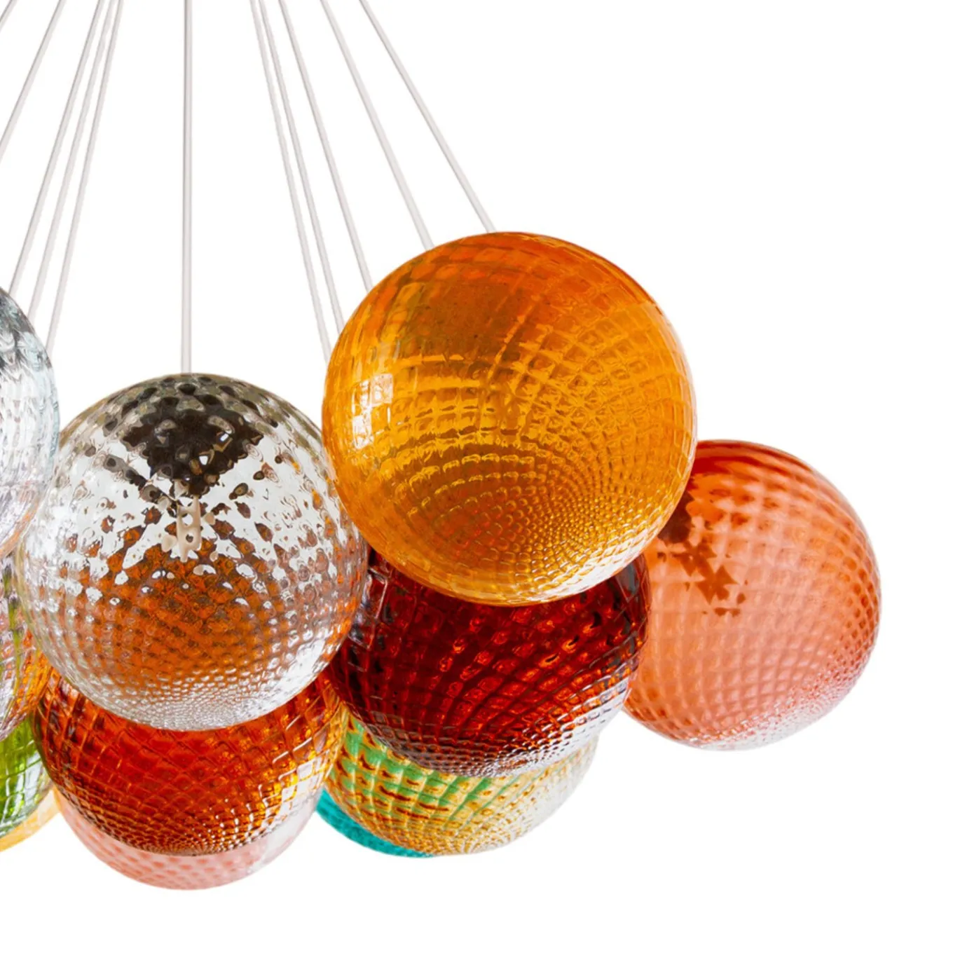 Lampadario in vetro Balloton multicolore a 13 luci