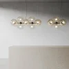 Lampadario in vetro champagne a sei luci Jasmine