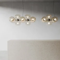 Lampadario in vetro champagne a sei luci Jasmine