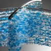 Lampadario in vetro di Murano blu con pietre
