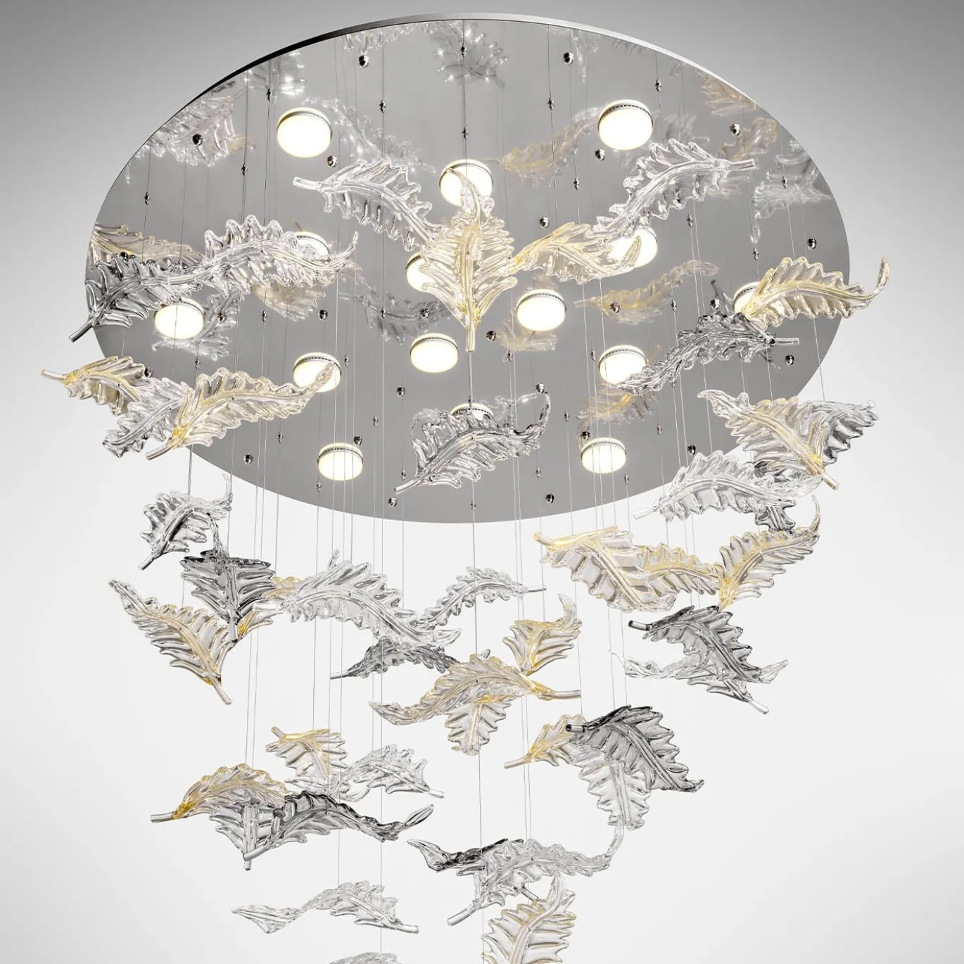 Lampadario in vetro di Murano a foglia