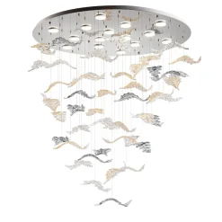 Lampadario in vetro di Murano a foglia