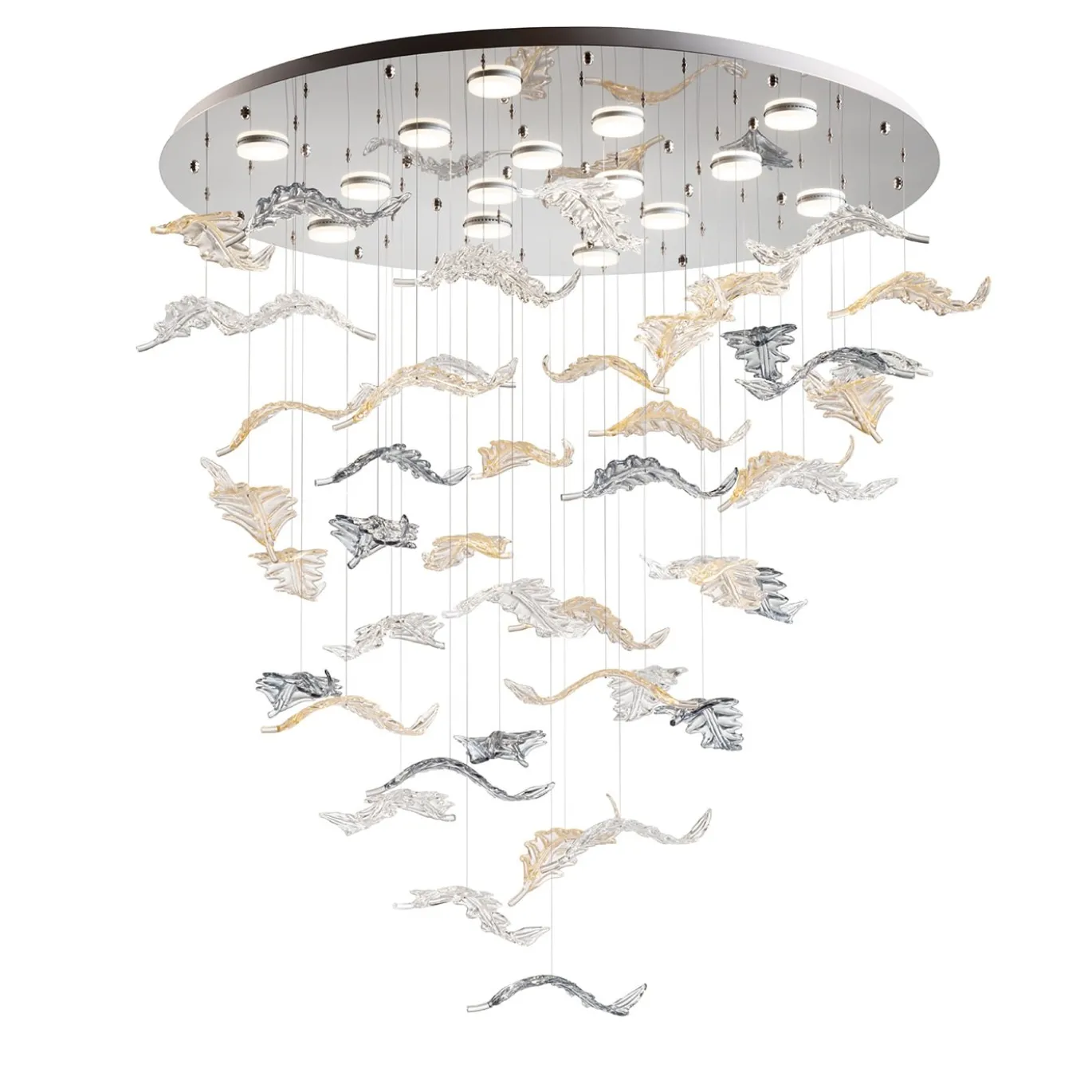 Lampadario in vetro di Murano a foglia