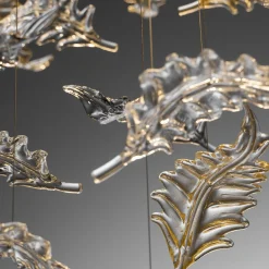Lampadario in vetro di Murano a foglia