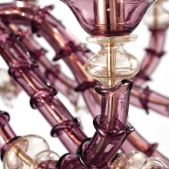 Lampadario in vetro di Murano soffiato ovale viola