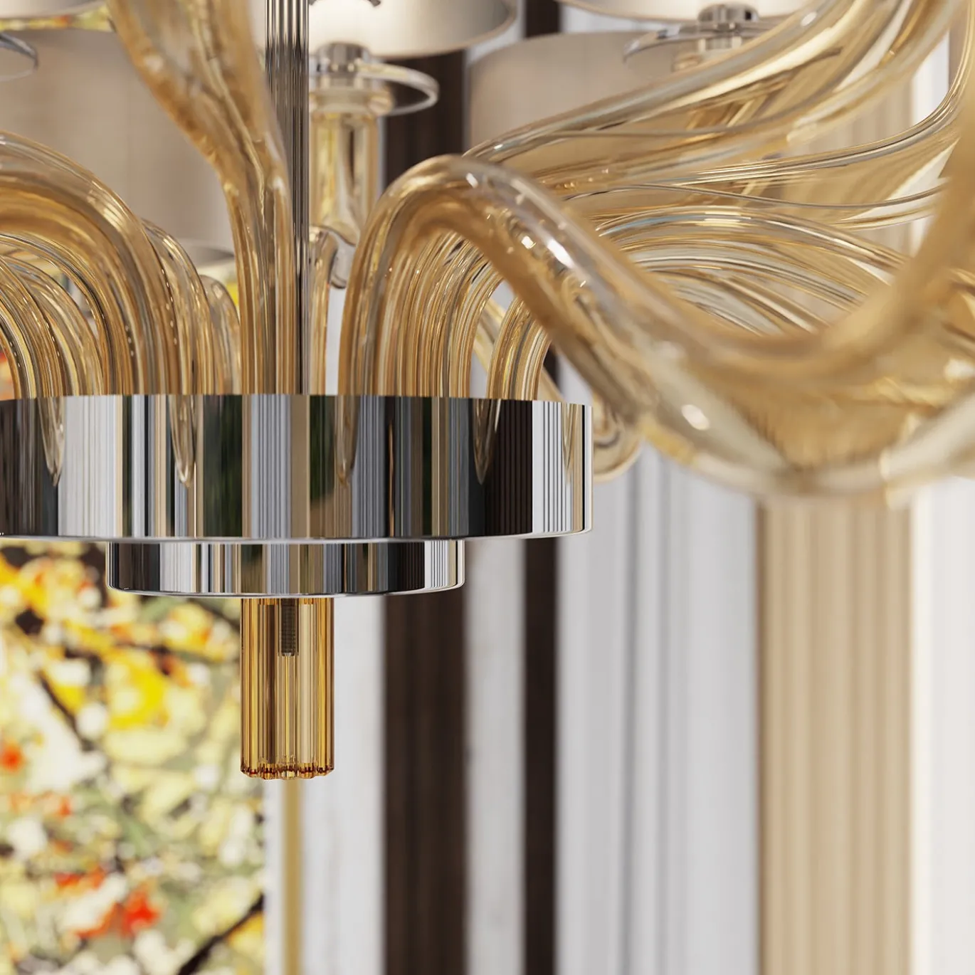 Lampadario in vetro fumé Tiepolo a 12 luci