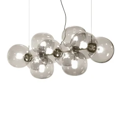 Lampadario in vetro grigio chiaro Jasmine a dieci luci