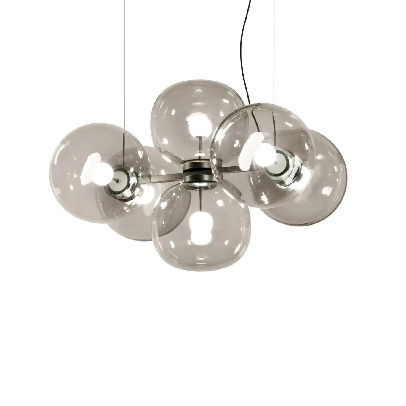 Lampadario in vetro grigio chiaro Jasmine a sei luci