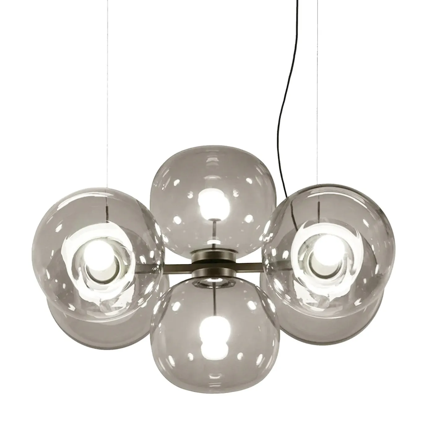 Lampadario in vetro grigio chiaro Jasmine a sei luci