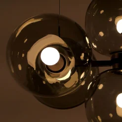 Lampadario in vetro grigio chiaro Jasmine a sei luci