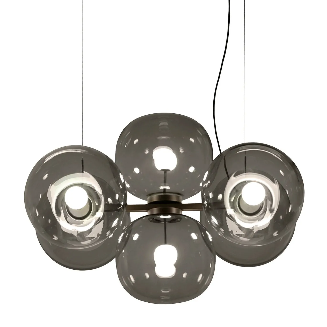 Lampadario in vetro grigio scuro Jasmine a sei luci