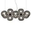 Lampadario in vetro grigio scuro Jasmine con dieci luci
