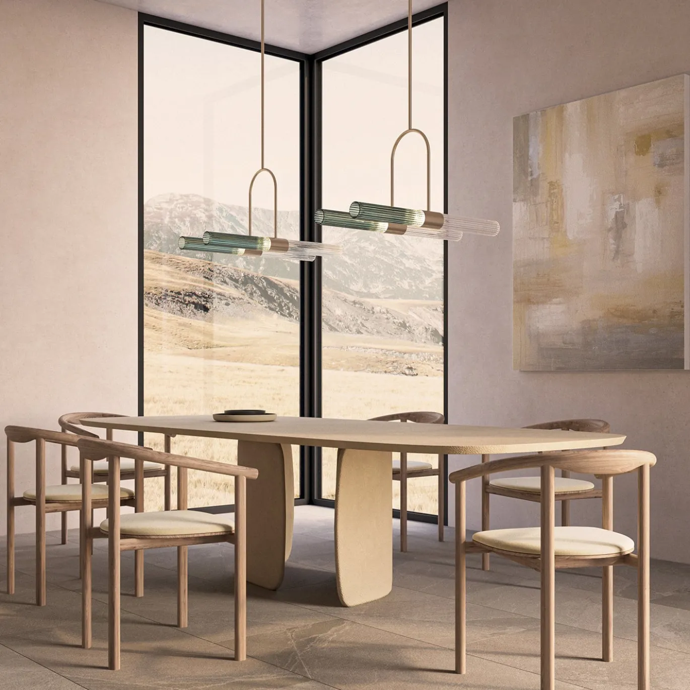 Lampadario in vetro Indigo Fumé e ottone champagne Sb�rlusc di Isacco Brioschi