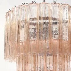 Lampadario in vetro rosa Melba