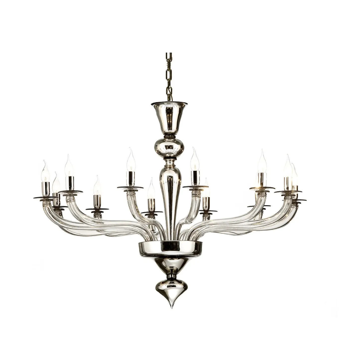 Lampadario in vetro veneziano effetto specchio