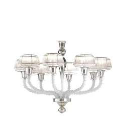Lampadario in vetro veneziano bianco e argento
