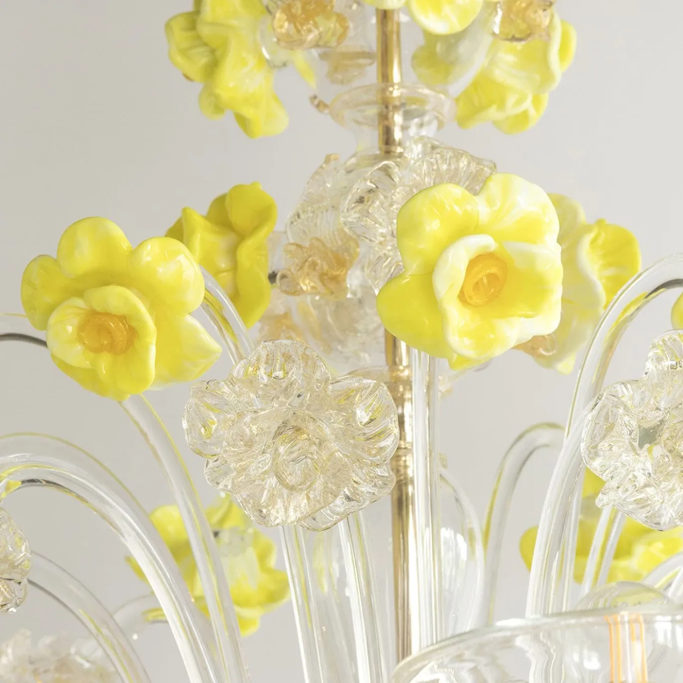 Lampadario in vetro Zagara con fiori gialli