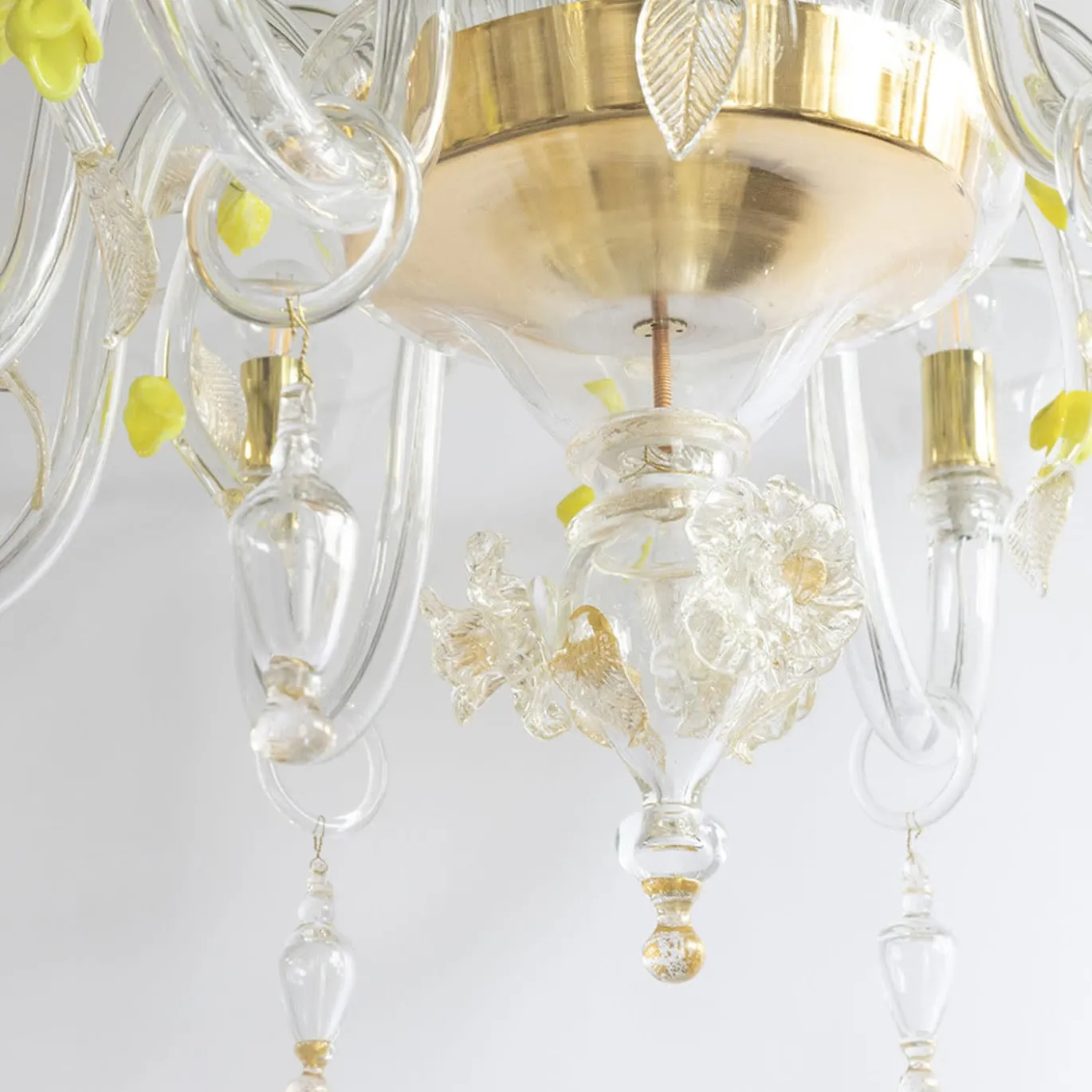 Lampadario in vetro Zagara con fiori gialli