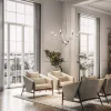Lampadario Isabel a 8 Luci in Vetro Soffiato Trasparente e Metallo Cromato