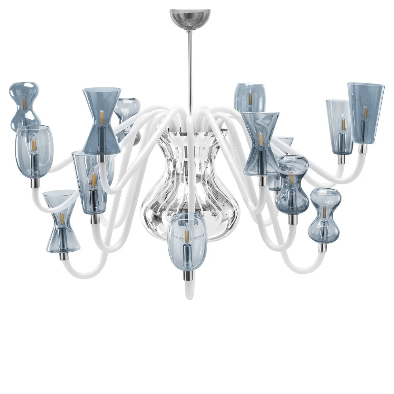Lampadario K1 a 16 luci blu di Karim Radshid