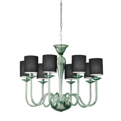 Lampadario Katerina a 8 Luci in Vetro Soffiato Verde