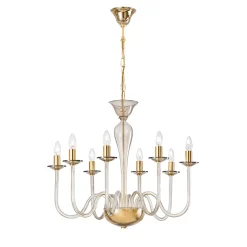 Lampadario Katerina a 8 Luci in Vetro Soffiato Fumé