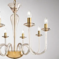 Lampadario Katerina a 8 Luci in Vetro Soffiato Fumé