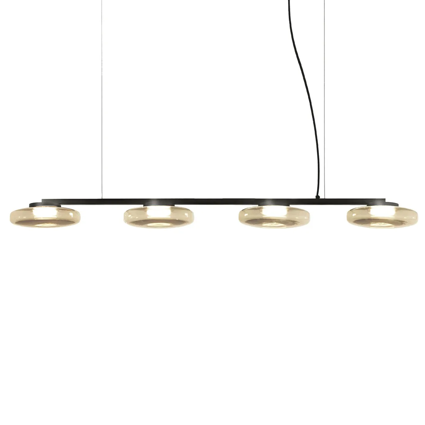 Lampadario lineare in vetro di champagne a quattro luci da lounge
