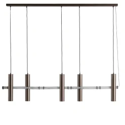 Lampadario Lineare Luxor in Acciaio Inossidabile con Cinque Luci