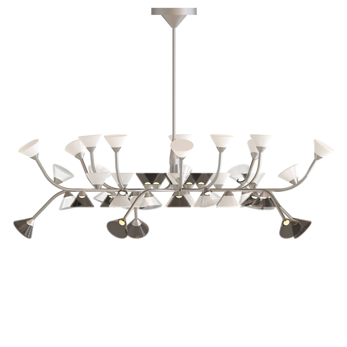 Lampadario Linfa Asimmetrico Lungo Argento