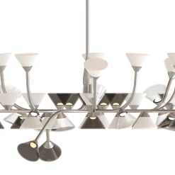 Lampadario Linfa Asimmetrico Lungo Argento